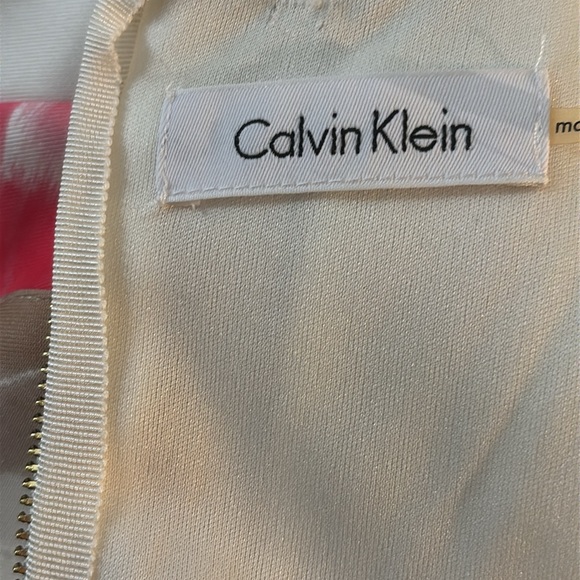 Calvin Klein Floral White Pink Red Coral Yellow Scuba Dress size 6 - Picture 7 of 7